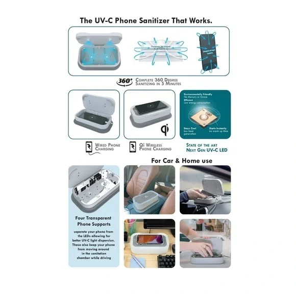 ✨✨Dual Electronics UV Phone Sanitizer for Car/Home UseWireless Phone Charg… - Picture 3 of 11